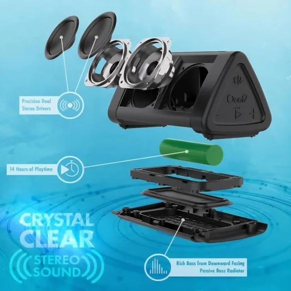 Black Oontz Angle 3 Waterproof Portable Bluetooth Speaker